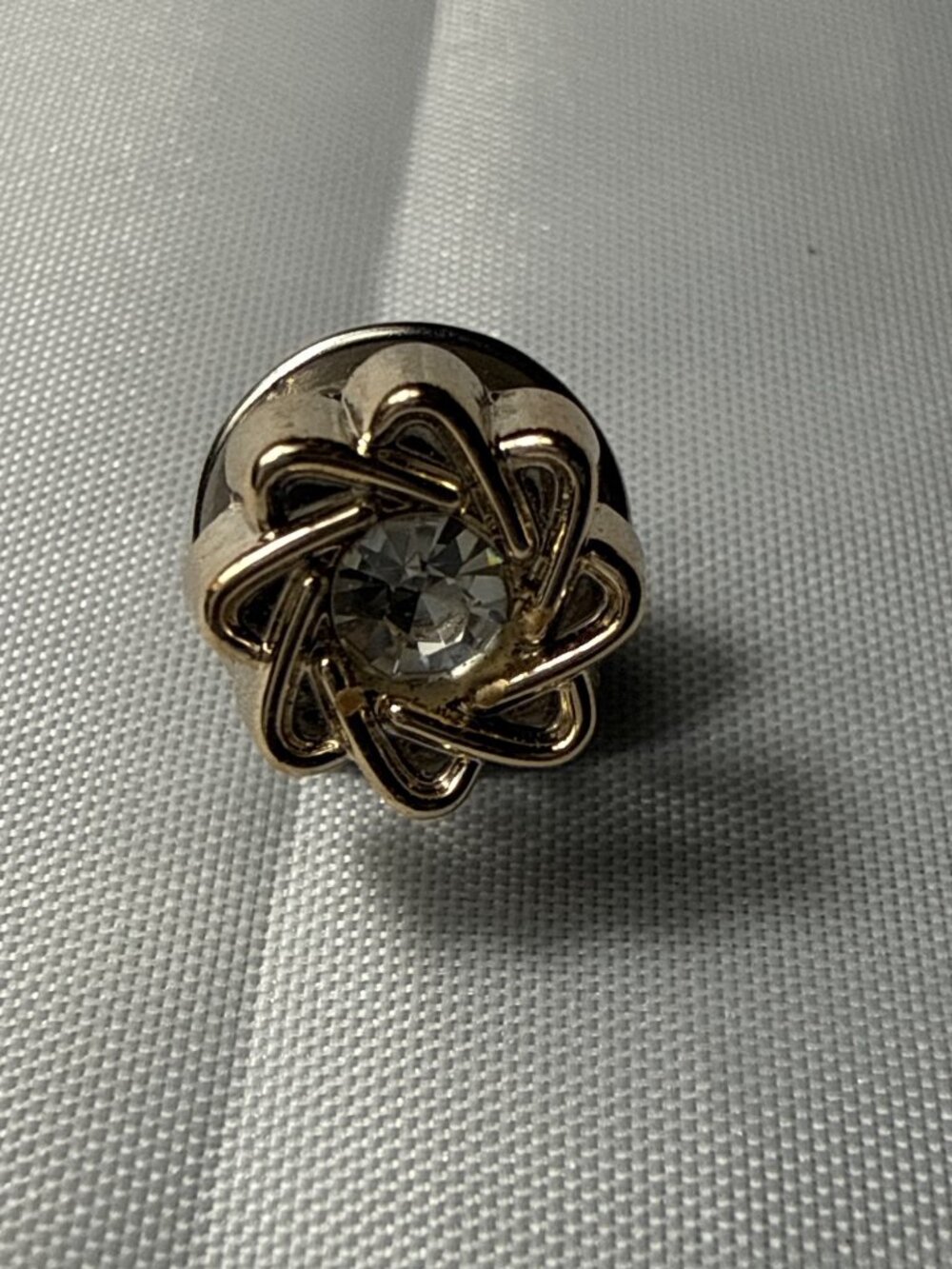 Silver Flower Rhinestone Anti Exposure Brooch Pin Geometric Lapel Mini Button